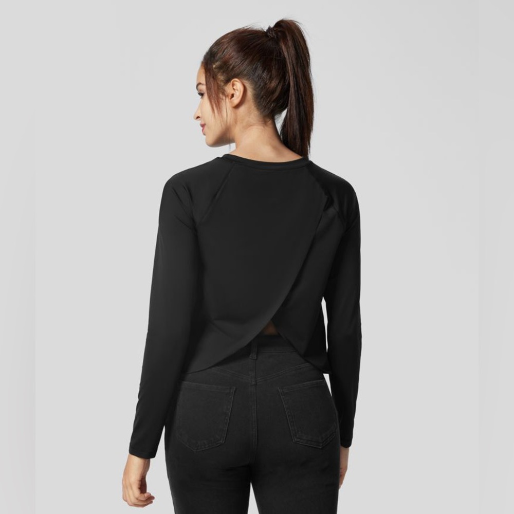 NWT Halara Split Hem Long Sleeve Top, Black, M